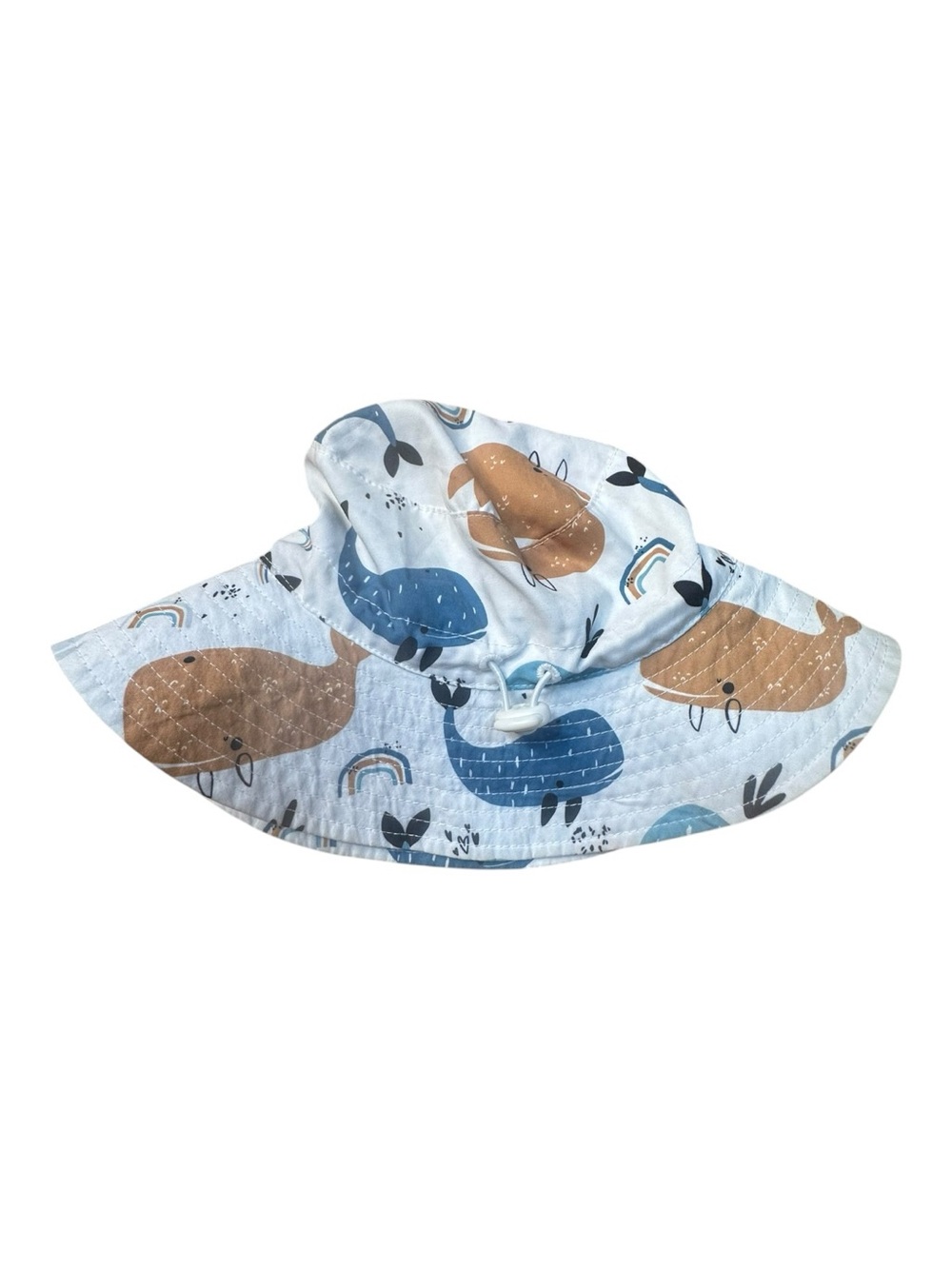 Baby Whale Print UPF 50+ Sun Hat Bucket Hat Size S (6–12 Months)